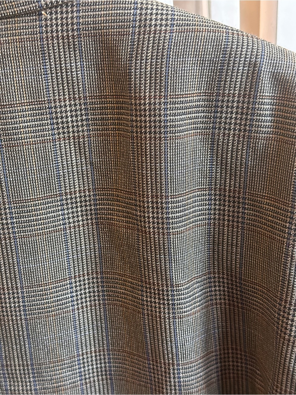 Canali Saks Fifth Avenue Glen Plaid Brown Tan Navy Men’s Sports Coat Size 44 L - Picture 9 of 13